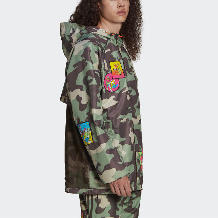 adidas originals x JEREMY SCOTT Crossover Casual hooded Camouflage Jacket Green H53375