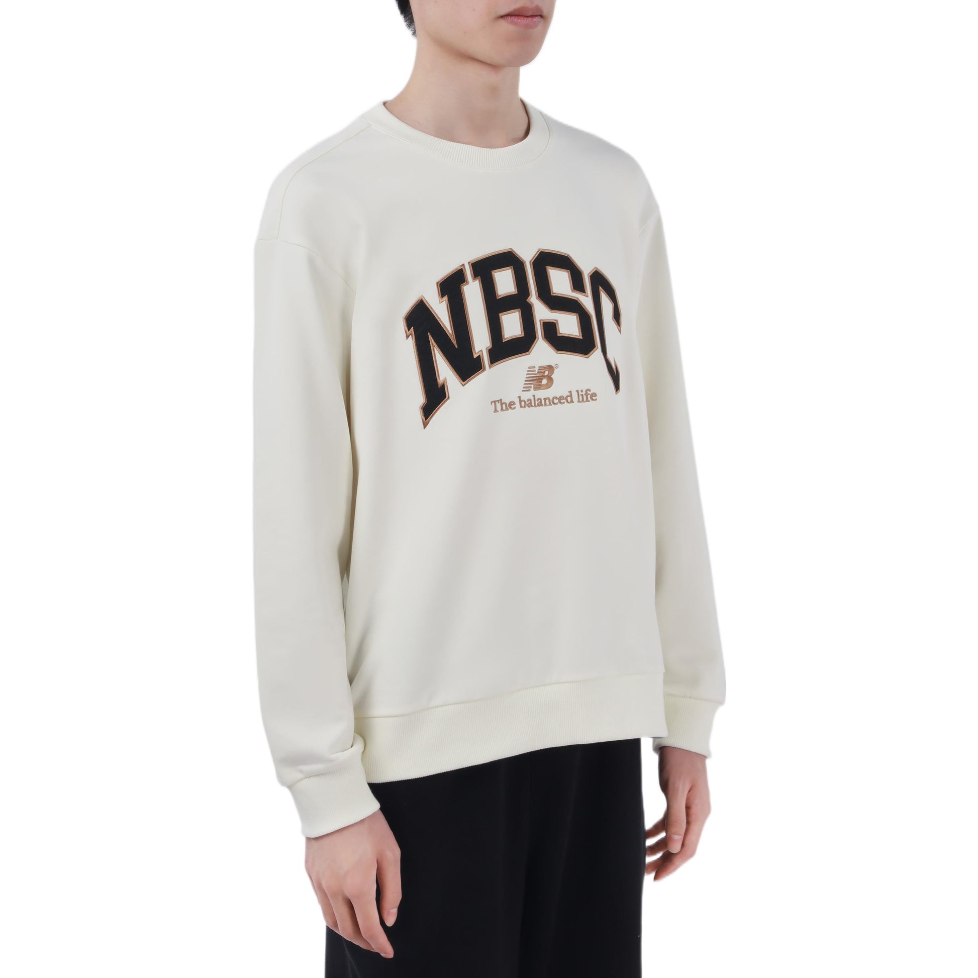 New Balance Casual Sports Sweatshirt Asia Sizing 'White Black' 5CC44333-IV