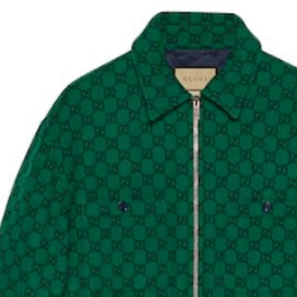Gucci GG Wool Flannel Padded Jacket 'Green Navy Blue' 770330-ZAPDC-3585