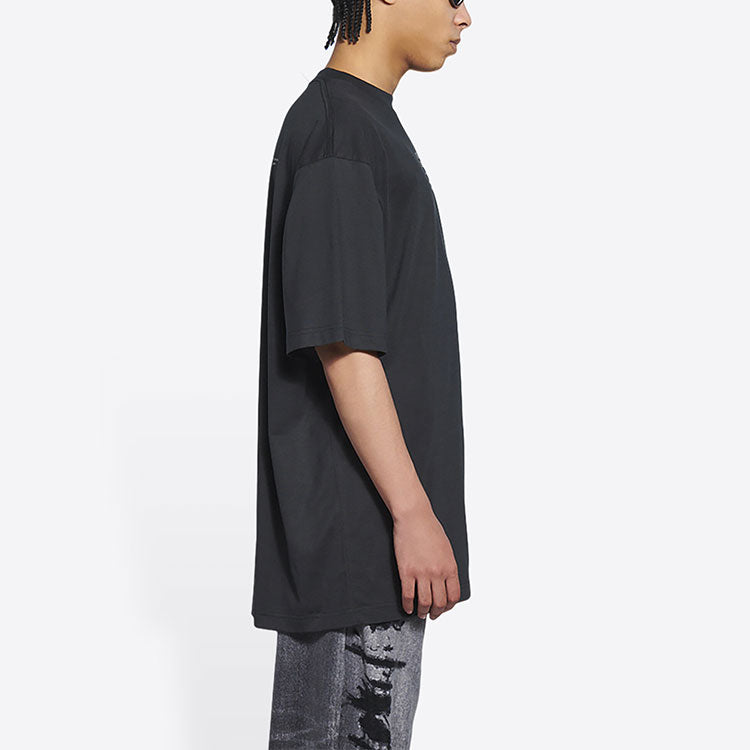 Men's Balenciaga FW21 Couture Alphabet Round Neck Short Sleeve Black 651795TJV901070