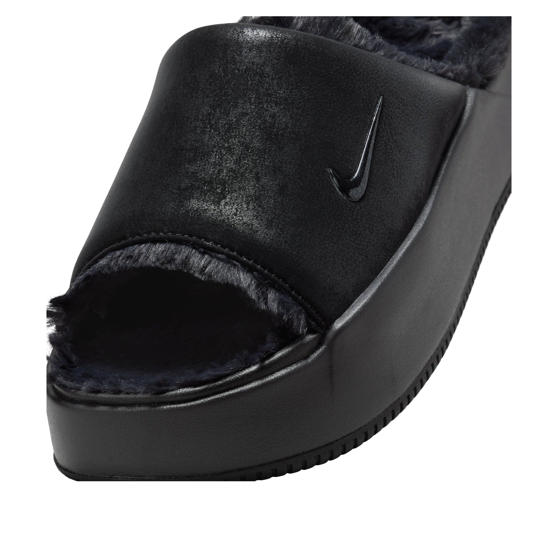 (WMNS) Nike Calm Elevation Fur Slides 'Black' HV8560-001