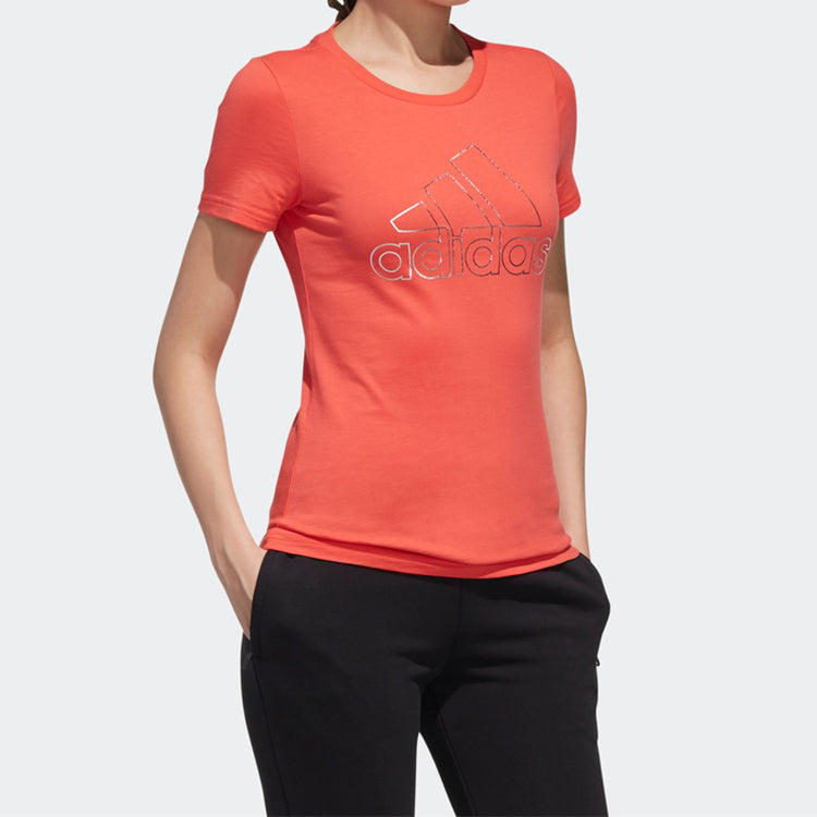 (WMNS) adidas Sports Stylish Pullover Round Neck Short Sleeve Pink FJ1108