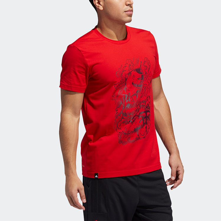 adidas Tmac Aoh CH8 Basketball Sports Round Neck Short Sleeve Red DZ0686