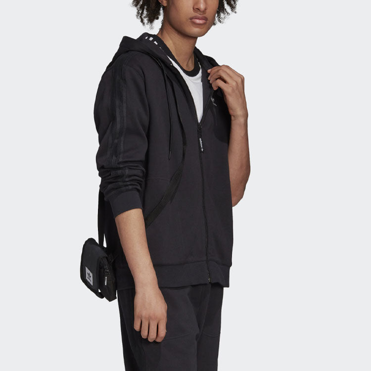 adidas originals Casual Sports Knit Hooded Jacket Black FM3700