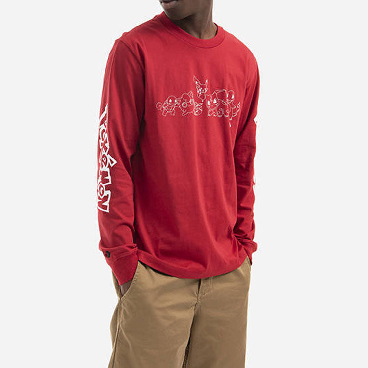Converse x POKEMON Crossover Cartoon Printing Sports Round Neck Long Sleeves Couple Style Red 10023899-A01