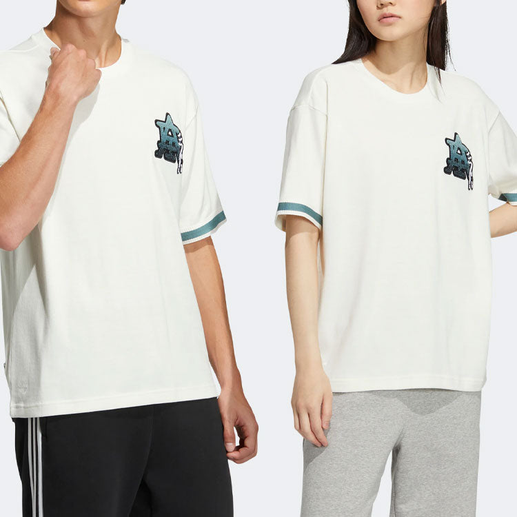 adidas Alphabet Printing Round Neck Pullover Short Sleeve Unisex White HS2016
