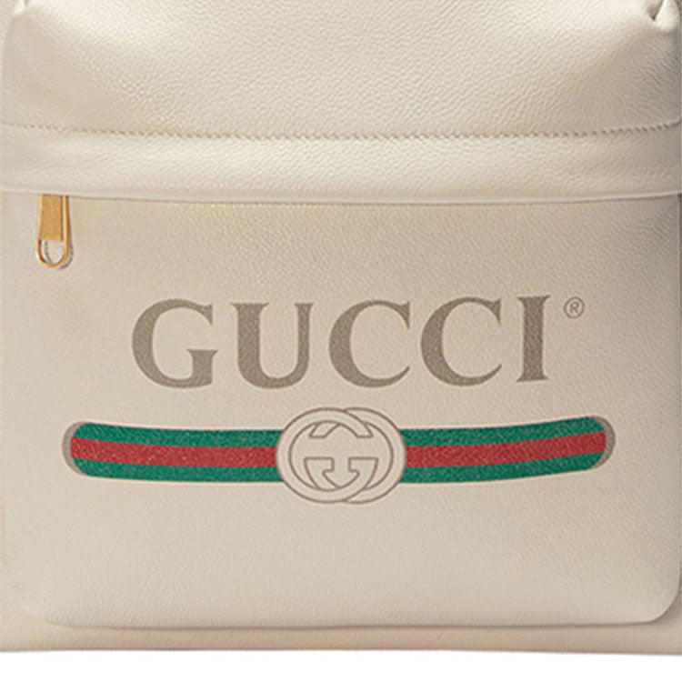 Gucci Leather Decoration Vintage Red Green Stripes Prints Backpack White 547834-0Y2BT-8824