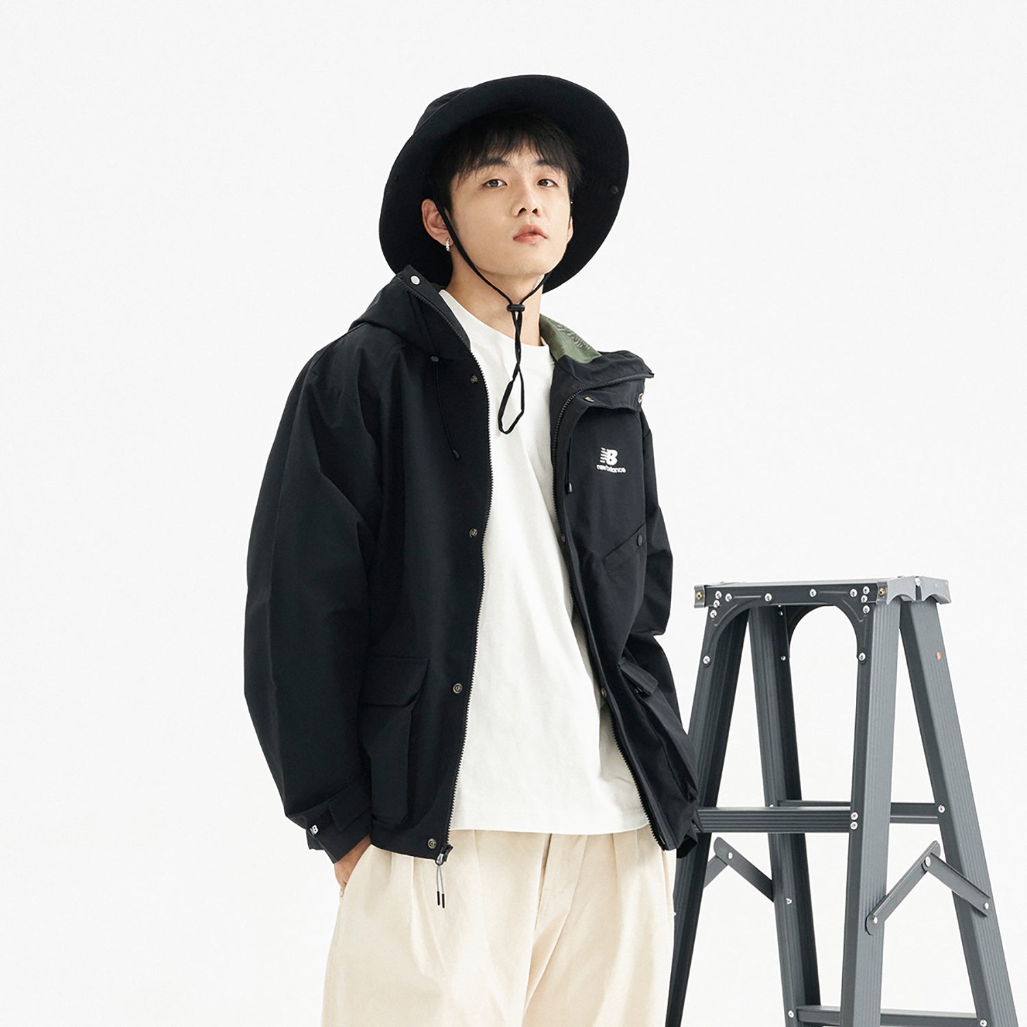 New Balance Logo Sportswear Hooded Jacket Asia Sizing 'Black' AMJ31320-BK
