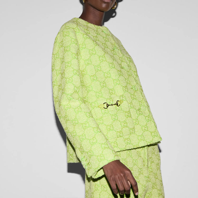 (WMNS) Gucci GG Boucle Cotton Jacket With Horsebit 'Lime green' 784817-Z8BSQ-3439