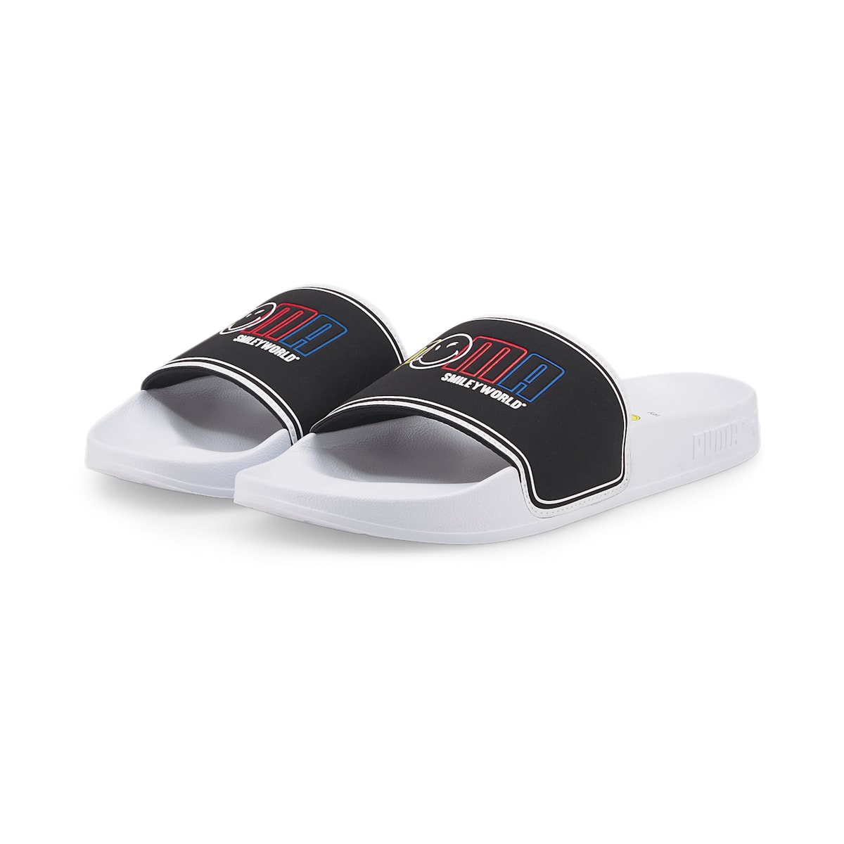(GS) PUMA x SmileyWorld Leadcat 2.0 Slides 'White Black' 384494-01