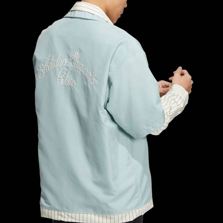 adidas originals x UMAMIISM Crossover Logo Printing Long Sleeves Blue Shirt HR6446