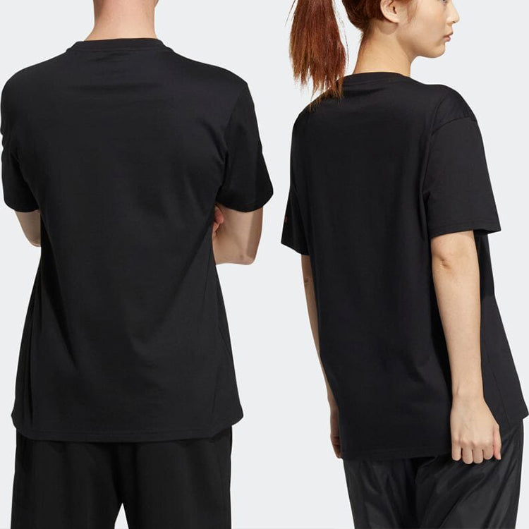 adidas Comics Alphabet Printing Round Neck Short Sleeve Japanese Version Black T-Shirt HI5940