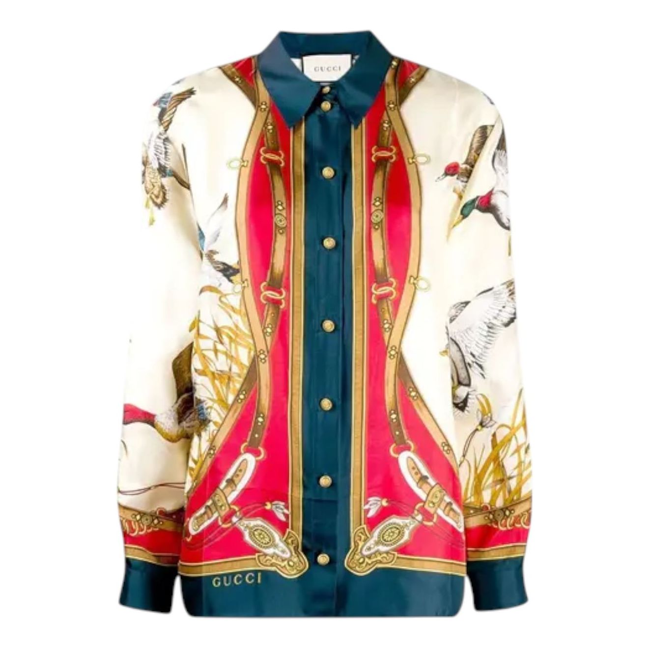 Gucci Bird Print Shirt 'Ivory Red' 590103-ZACQ2-9403