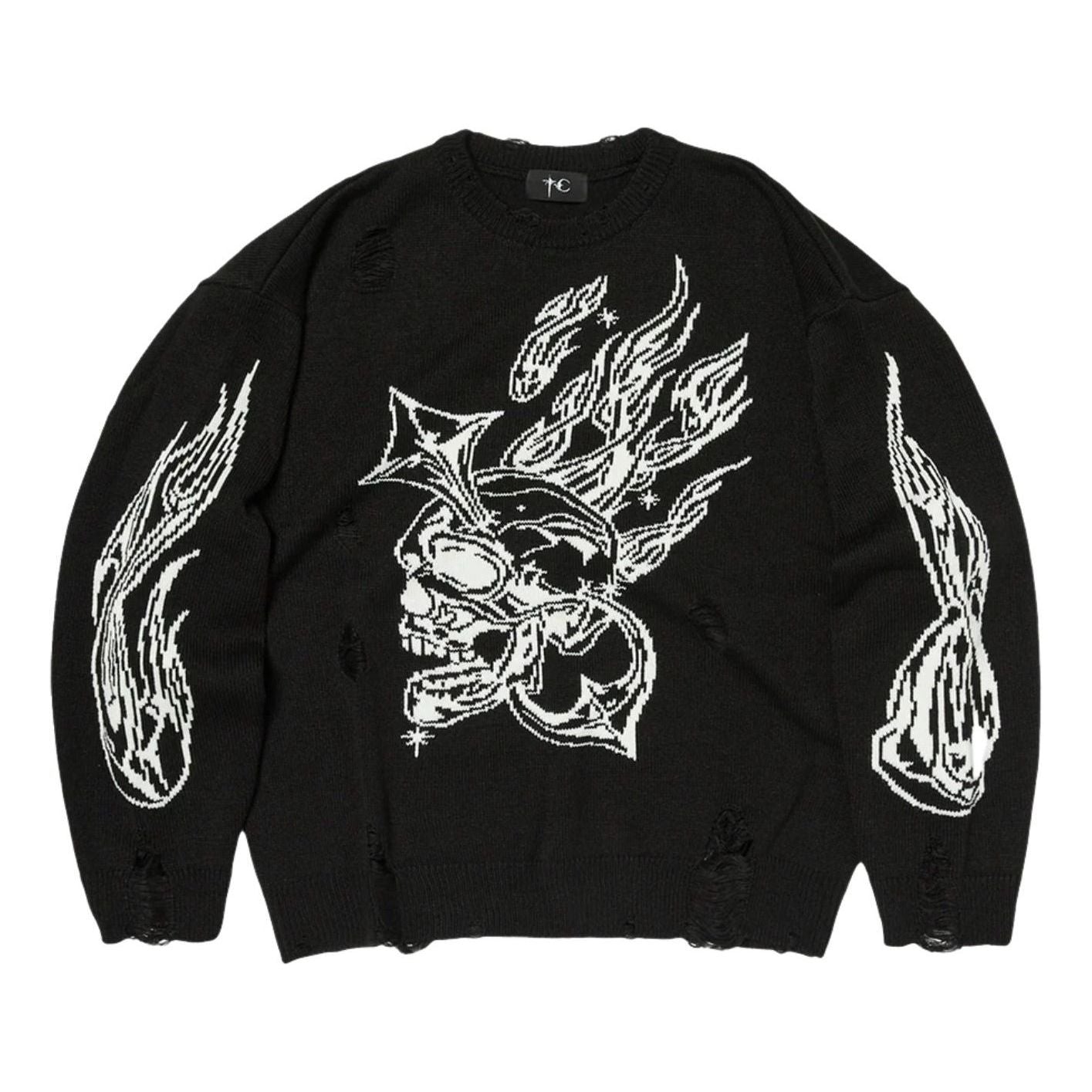 Thug Club Chrome Skull Knit Sweater 'Black' TC26KN0602