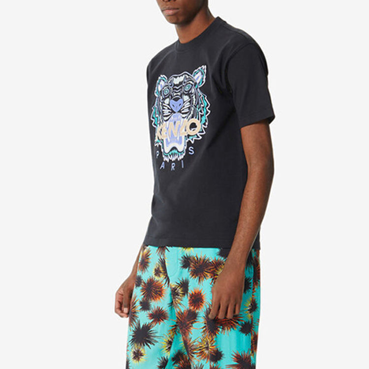 Men's KENZO Embroidered Casual Short Sleeve Black FA55TS0904V9-99