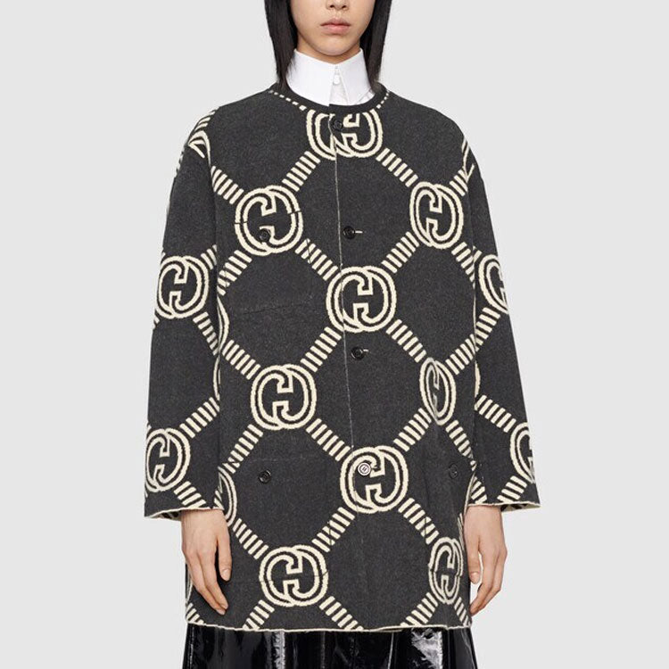 (WMNS) Gucci Reversible Interlocking G Wool Cardigan 'Black Ivory' 678318-XKB5T-9192