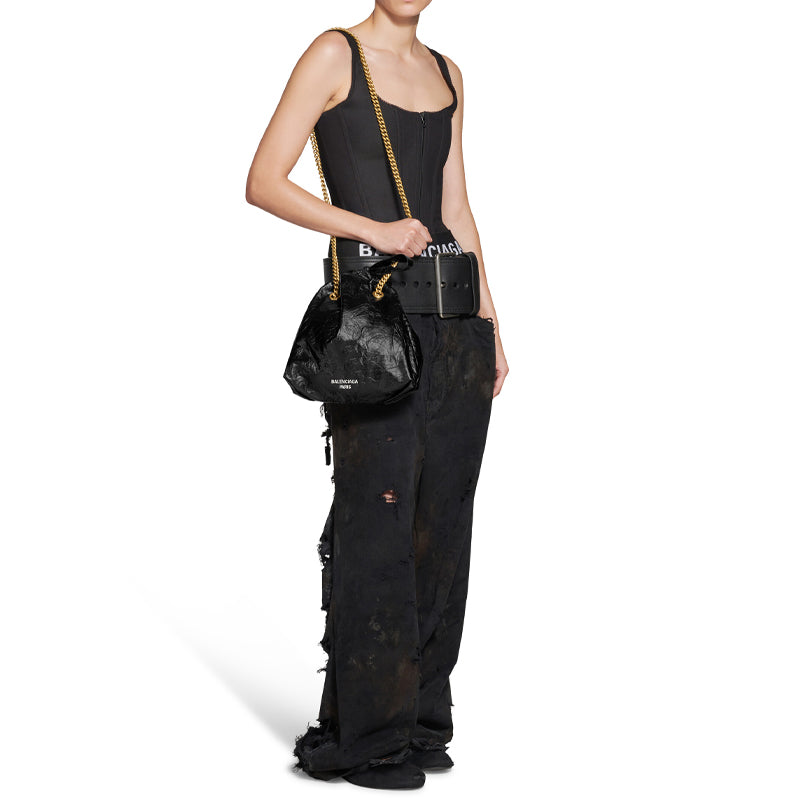 (WMNS) Balenciaga Crush Small Tote Bag 'Black' 742942210IT1000