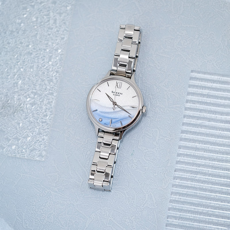 CASIO SHEEN Series SEA WAVE Subject Stylish Simplicity Blue Lens Gradient Blue Sapphire Crystal SHE-4550D-2AUPR