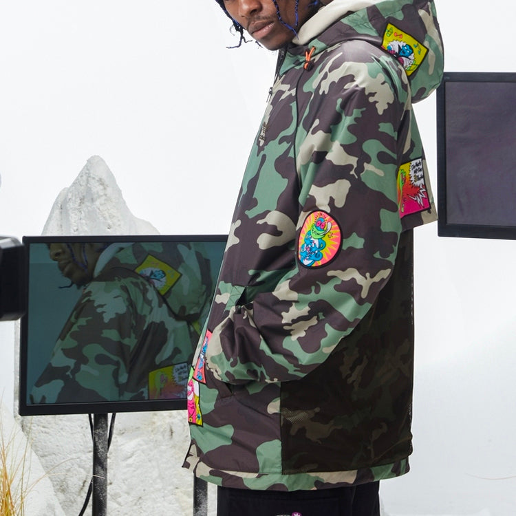 adidas originals x JEREMY SCOTT Crossover Casual hooded Camouflage Jacket Green H53375