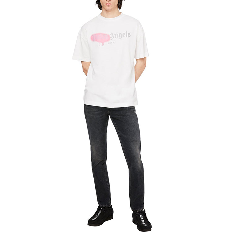 PALM ANGELS Miami Alphabet Printing Short Sleeve White PMAA001F20JER0130130