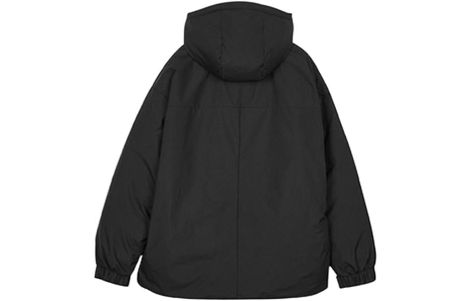 Skechers Zip-up Solid Color Hooded Down Jacket 'Black Grey White' L421M084