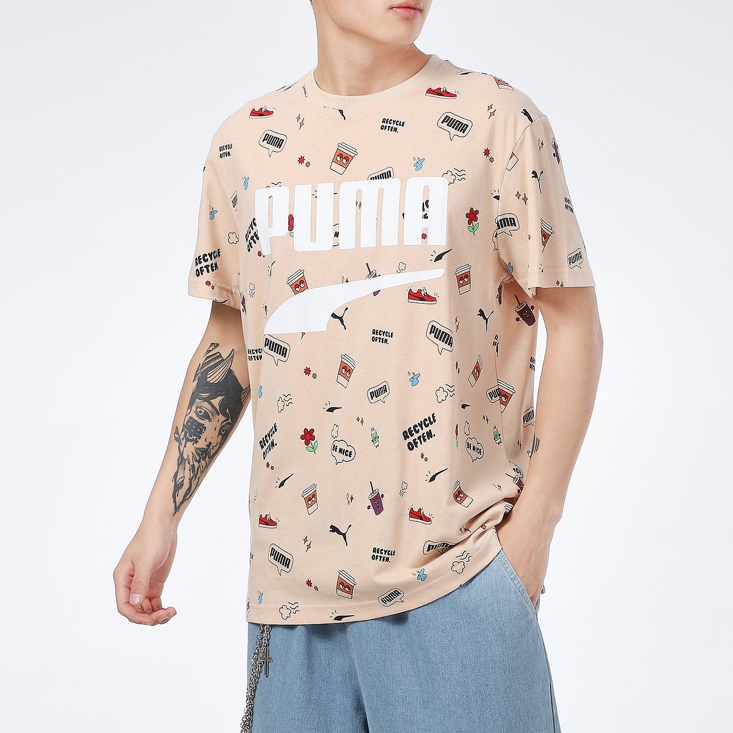 PUMA Awareness Aop Tee Sports Alphabet Printing Short Sleeve 532033-68