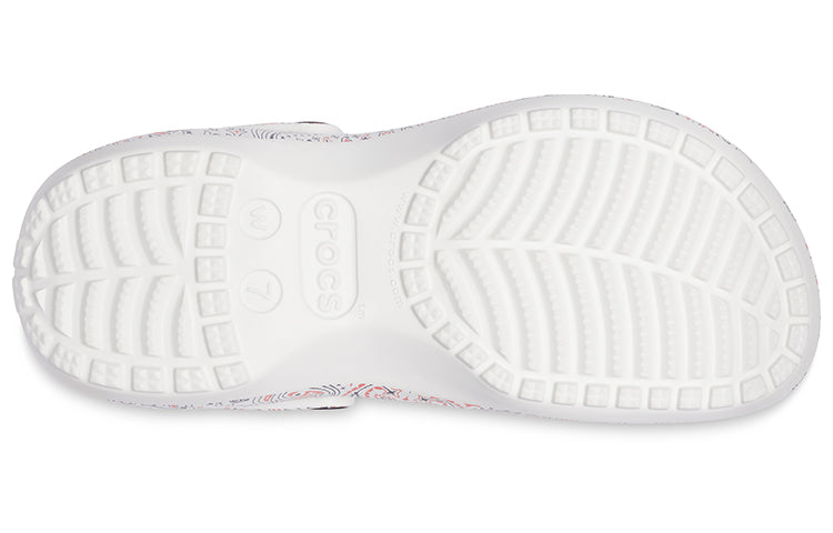 (WMNS) Crocs Classic Platform Americana Paisley Clogs 'White' 207337-94S