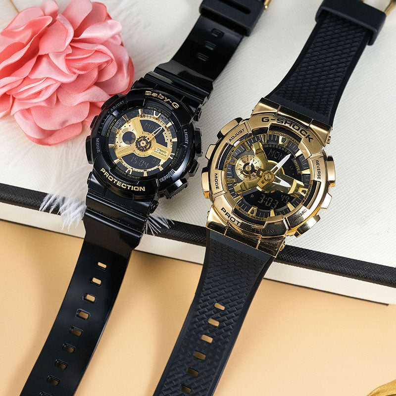 CASIO G-Shock Analog-Digital 'Black Gold' GM-110G-1A9PR&BA-110-1APR