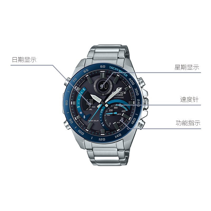 Casio Edifice Waterproof Analog-Digital Watch 'Silver Marine Blue' ECB-900YDB-1BPR