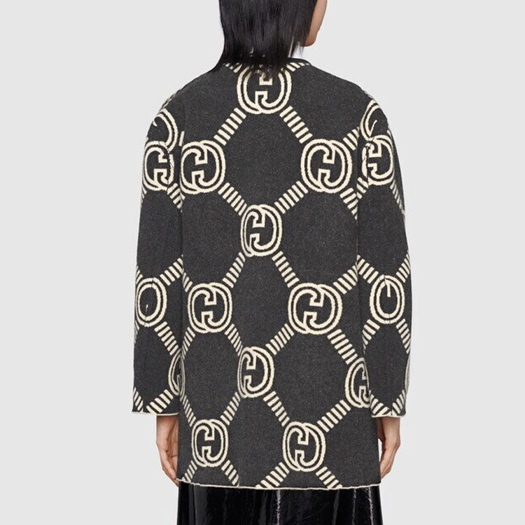 (WMNS) Gucci Reversible Interlocking G Wool Cardigan 'Black Ivory' 678318-XKB5T-9192