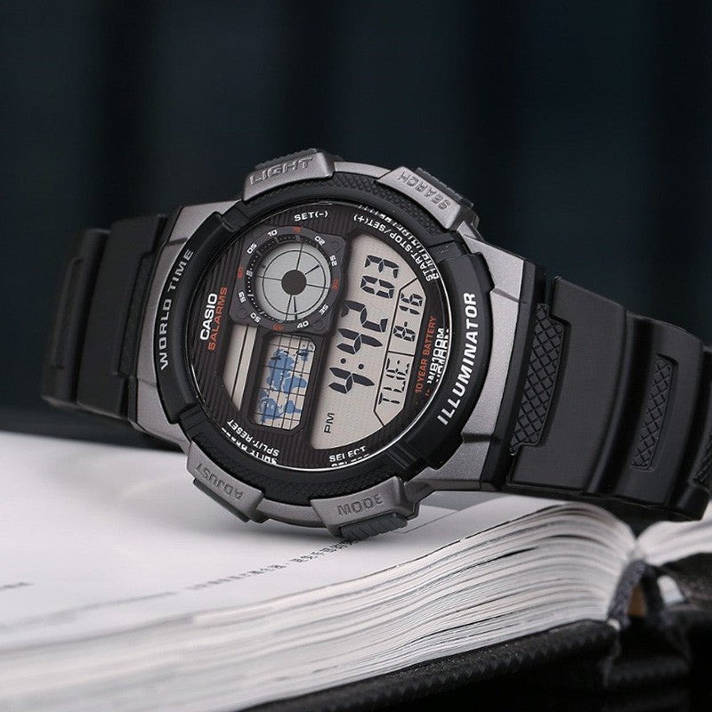 CASIO G Shock Quartz Sports Waterproof Mens Black Digital AE-1000W-1B