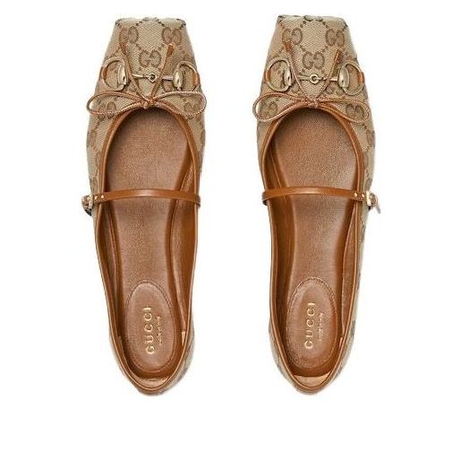 (WMNS) Gucci 26 Horsebit Ballet Flat 'Beige Brown' 814321-FAD6C-9745