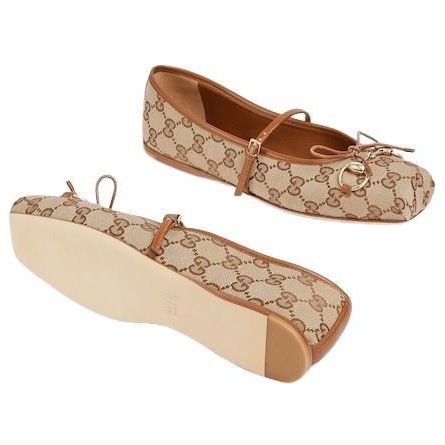 (WMNS) Gucci 26 Horsebit Ballet Flat 'Beige Brown' 814321-FAD6C-9745