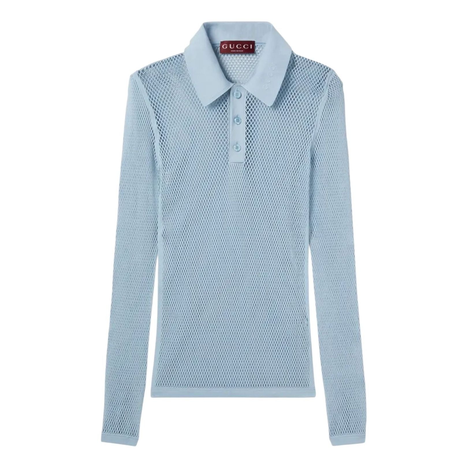 Gucci Embossed Technical Mesh Polo Top 'Petroleum Blue' 821084-XKEPG-4465