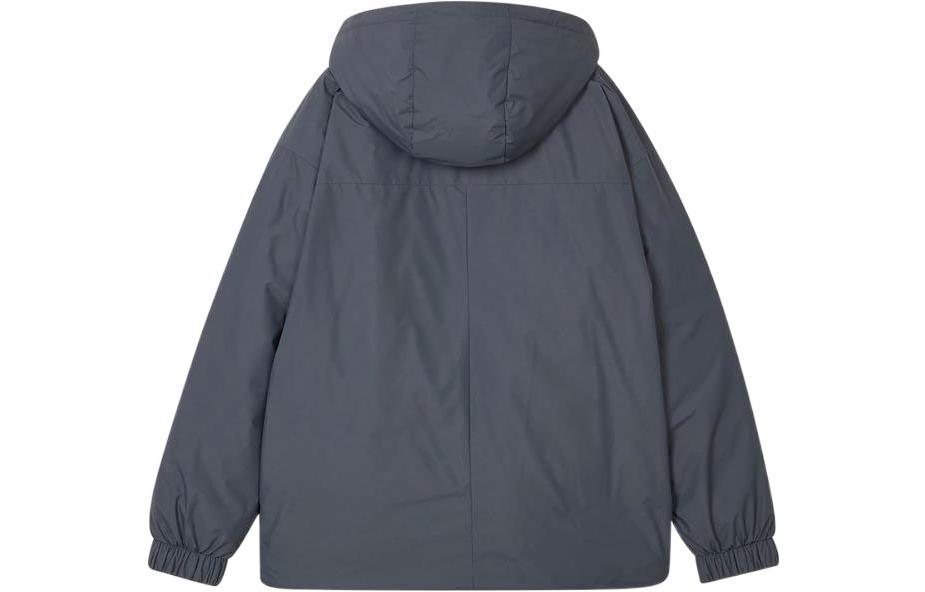 Skechers Zip-up Solid Color Hooded Down Jacket 'Black Grey White' L421M084