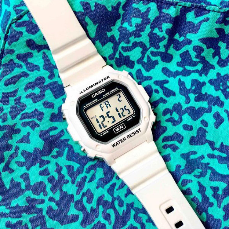 Casio Retro Stylish Digital Cube Watch 'Black White' W-215H-1AJH&-F-108WHC-7ACF