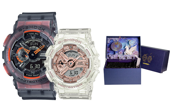 CASIO G-Shock Analog-Digital 'Black White' GA-110LS-1APR&GMA-S110SR-7APR