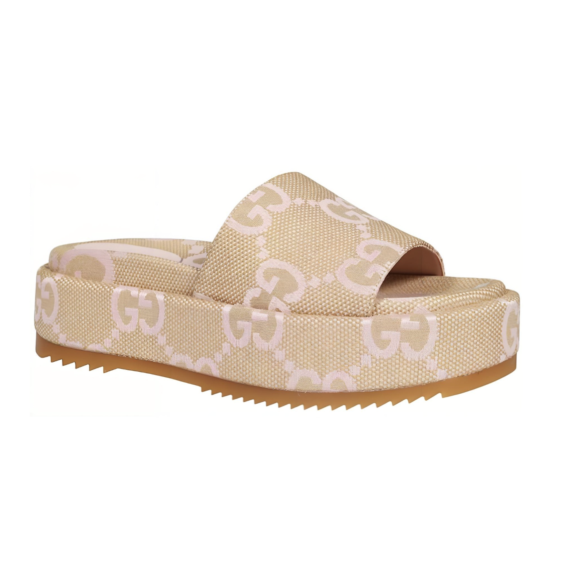 (WMNS) Gucci Platform Slide Sandal 'Jumbo GG - Beige Light Pink' 730043-UKO00-8805