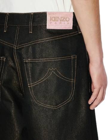 KENZO Turn Up Wide Fit Jeans in Japanese Denim 'Raw Black' FG55DP4246L0.BR