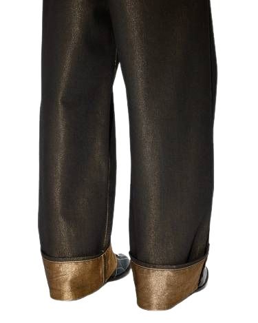 KENZO Turn Up Wide Fit Jeans in Japanese Denim 'Raw Black' FG55DP4246L0.BR