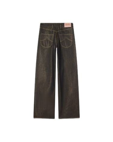 KENZO Turn Up Wide Fit Jeans in Japanese Denim 'Raw Black' FG55DP4246L0.BR