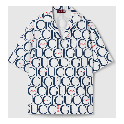Gucci Maxi Gucci Print Fabric Shirt 'White Blue' 790723ZAQL49059
