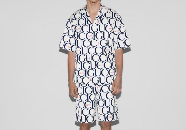 Gucci Maxi Gucci Print Fabric Shirt 'White Blue' 790723ZAQL49059