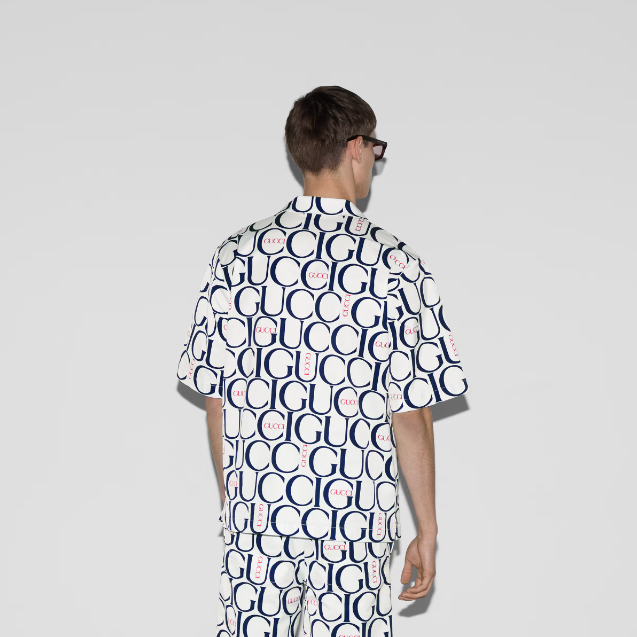 Gucci Maxi Gucci Print Fabric Shirt 'White Blue' 790723ZAQL49059