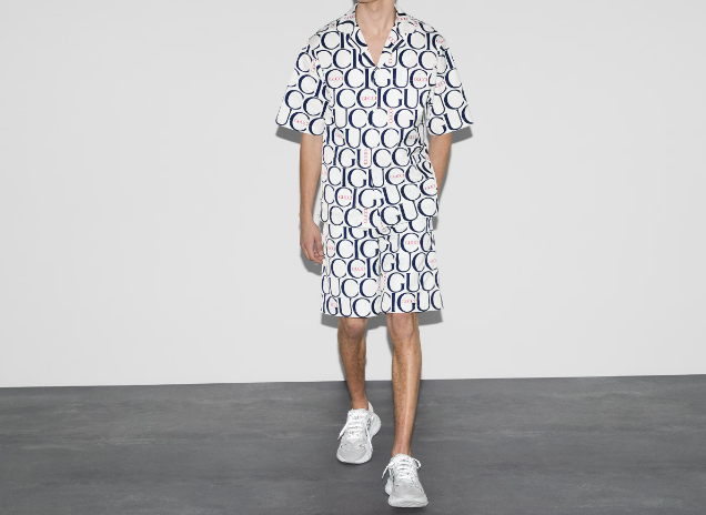 Gucci Maxi Gucci Print Fabric Shirt 'White Blue' 790723ZAQL49059