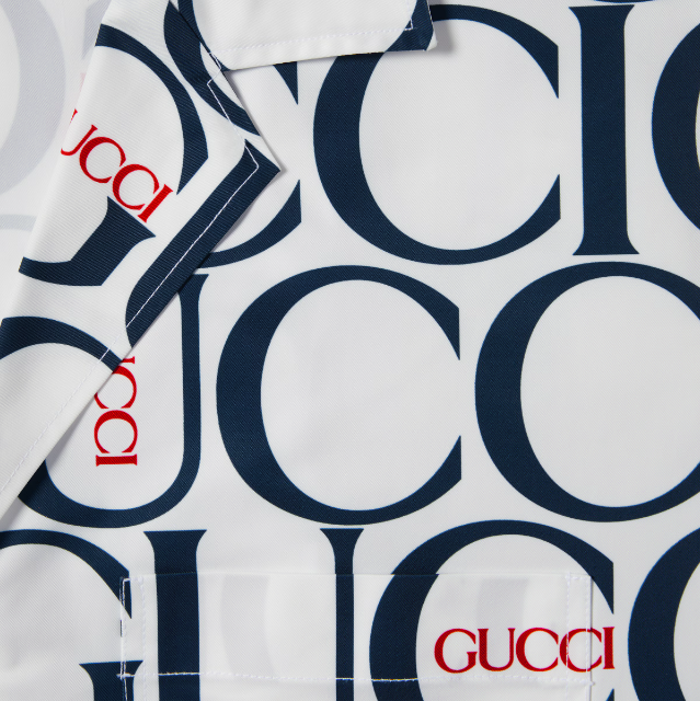 Gucci Maxi Gucci Print Fabric Shirt 'White Blue' 790723ZAQL49059