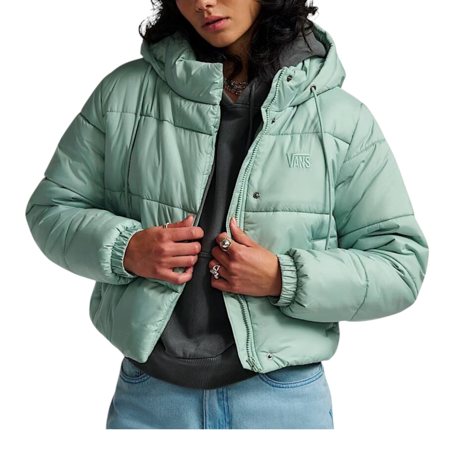 (WMNS) Vans Hillgate Cropped Puffer Jacket 'Olive Green' VN000PK1EMW
