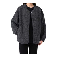 UNIQLO Pile Lined Fleece Relaxed Cardigan 'Dark Grey' 479616-08