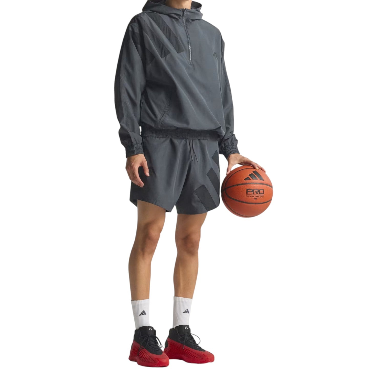 adidas Anthony Edwards Anorak Pullover Jacket Asia Sizing 'Carbon'  KC1611