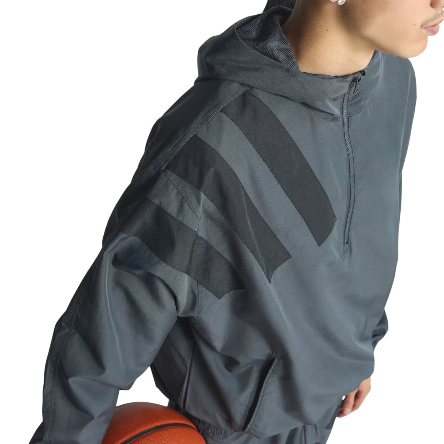 adidas Anthony Edwards Anorak Pullover Jacket Asia Sizing 'Carbon'  KC1611